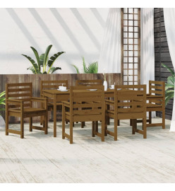 Ensemble à dîner de jardin 7 pcs marron miel bois pin massif