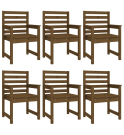 Ensemble à dîner de jardin 7 pcs marron miel bois pin massif