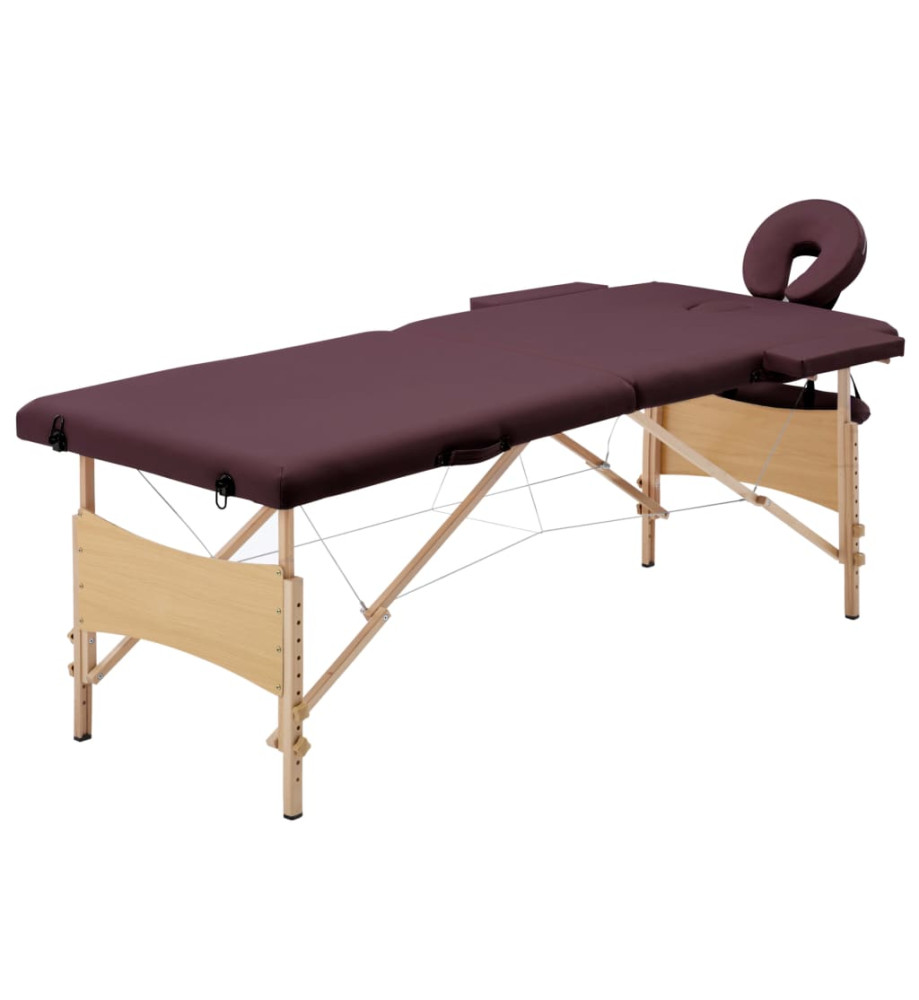 Table de massage pliable 2 zones Violet vin