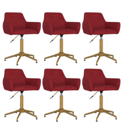 Chaises pivotantes salle à manger 6 pcs Rouge bordeaux Velours