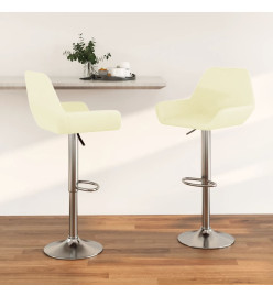 Tabourets de bar lot de 2 crème tissu