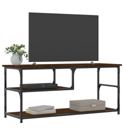 Meuble TV chêne marron 103x38x46,5cm bois d'ingénierie et acier