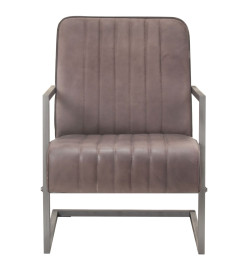 Fauteuil cantilever Marron Cuir véritable