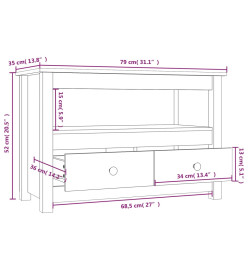 Meuble TV Noir 79x35x52 cm Bois de pin massif