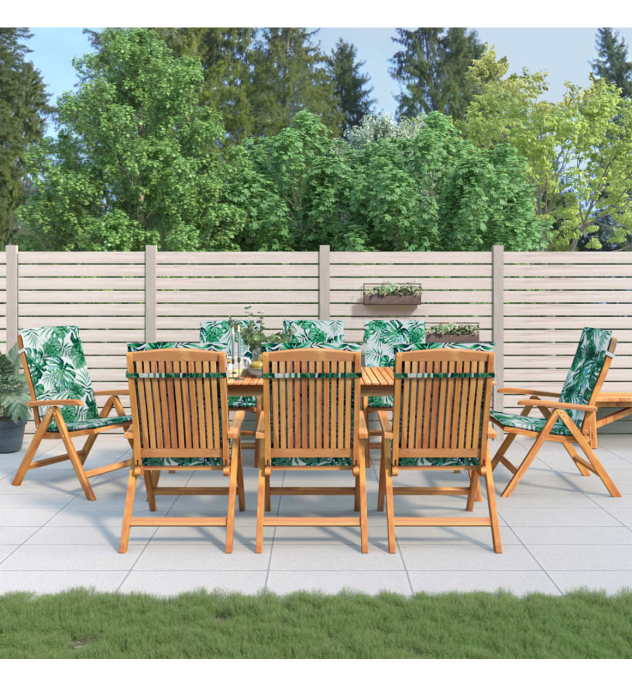 Chaises de jardin inclinables et coussins lot de 8 teck solide