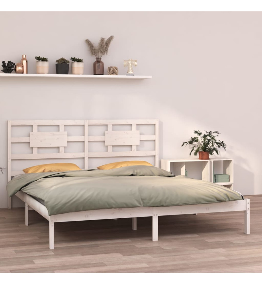 Cadre de lit Blanc Bois massif 160x200 cm Cadre de lit Blanc Bois massif 160x200 cm