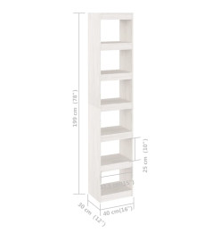 Bibliothèque/Séparateur de pièce Blanc 40x30x199 cm Pin massif