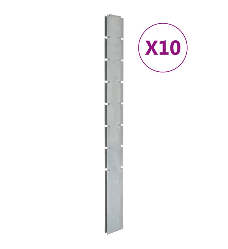 Poteaux de clôture 10 pcs argenté 200 cm acier galvanisé