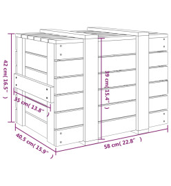 Boîte de rangement Marron miel 58x40,5x42 cm Bois massif pin