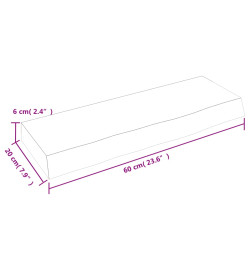 Étagère murale gris foncé 60x20x6 cm bois chêne massif traité