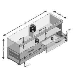 FMD Support TV/Hi-Fi Gris béton et blanc brillant