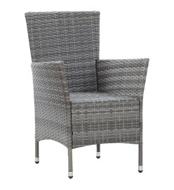 Mobilier à dîner de jardin 5pcs et coussins Résine tressée Gris