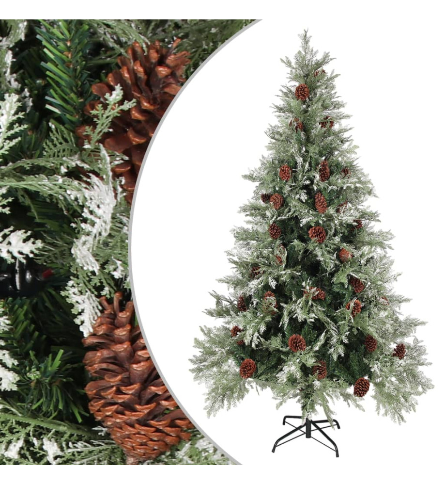 Sapin de Noël avec pommes de pin Vert et blanc 195 cm PVC et PE