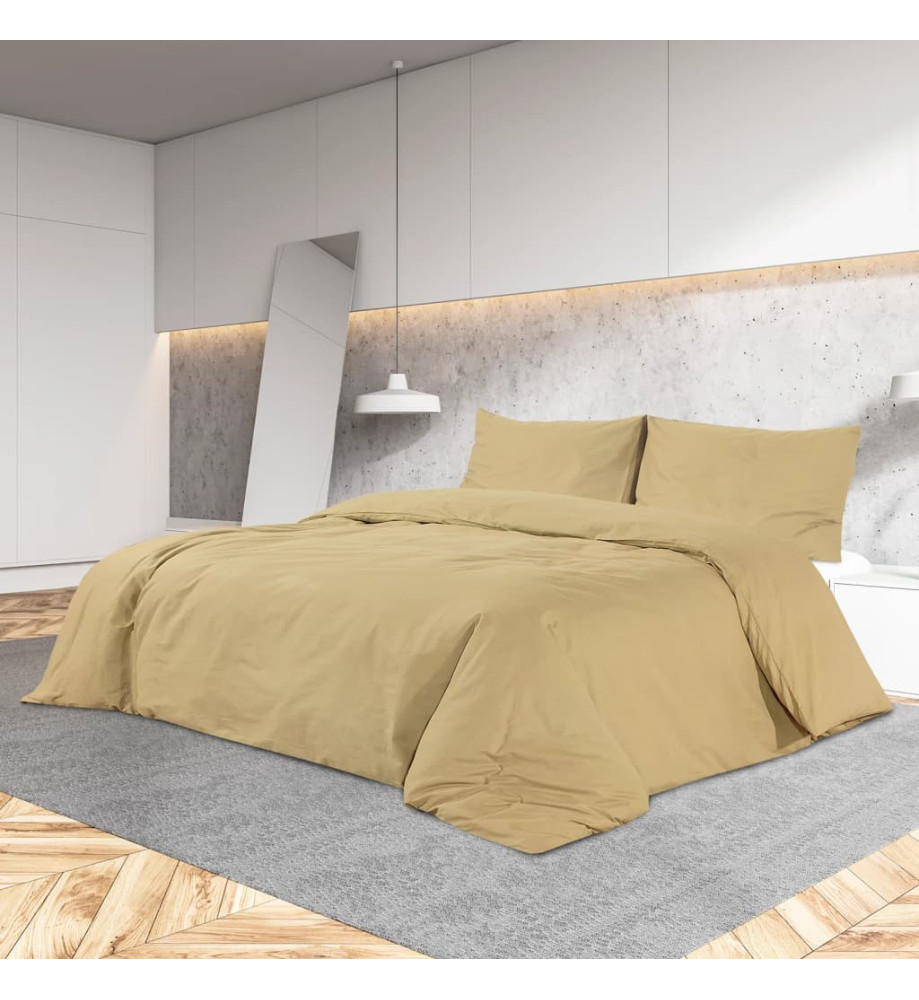 Ensemble de housse de couette Taupe 200x200 cm Coton