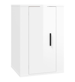 Ensemble de meubles TV 2 pcs blanc brillant bois d'ingénierie