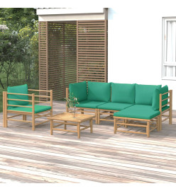 Salon de jardin 6 pcs avec coussins vert bambou