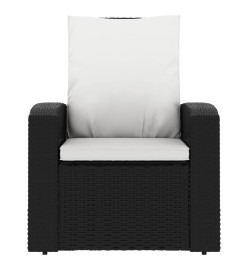 Fauteuil inclinable de jardin avec coussins noir résine tressée