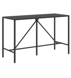 Table de bar et dessus en verre noir 180x70x110 cm poly rotin