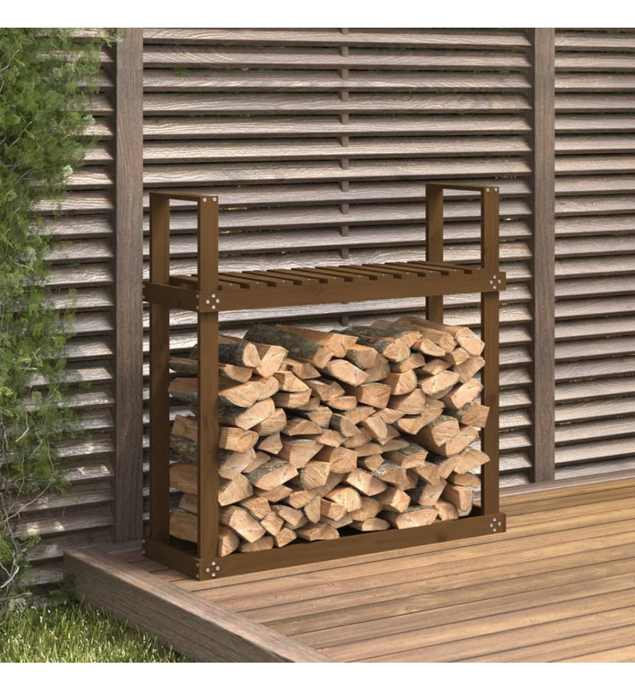 Support bois de chauffage Marron miel 110x35x108,5 cm Bois pin