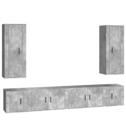 Ensemble de meubles TV 6 pcs Gris béton Bois d'ingénierie