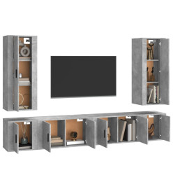 Ensemble de meubles TV 6 pcs Gris béton Bois d'ingénierie