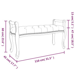 Banc Gris foncé 110x45x60 cm Tissu