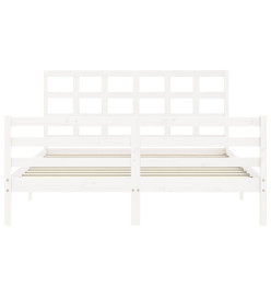 Cadre de lit avec tête de lit blanc 160x200 cm bois massif