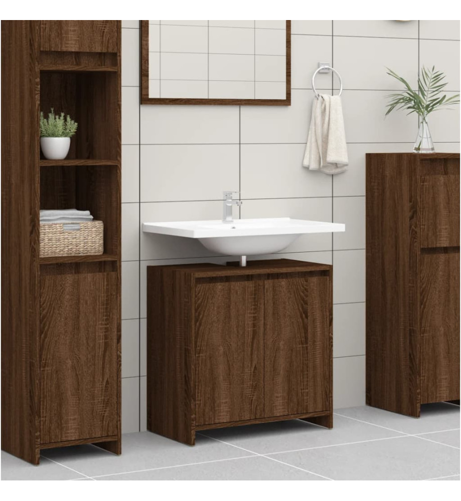 Armoire de bain Chêne marron 60x33x61 cm Bois d'ingénierie