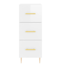 Buffet haut Blanc brillant 34,5x34x180 cm Bois d'ingénierie