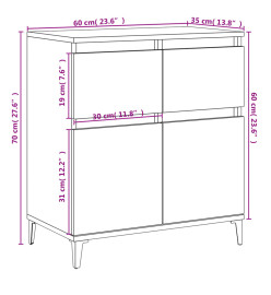 Buffet Chêne fumé 60x35x70 cm Bois d'ingénierie