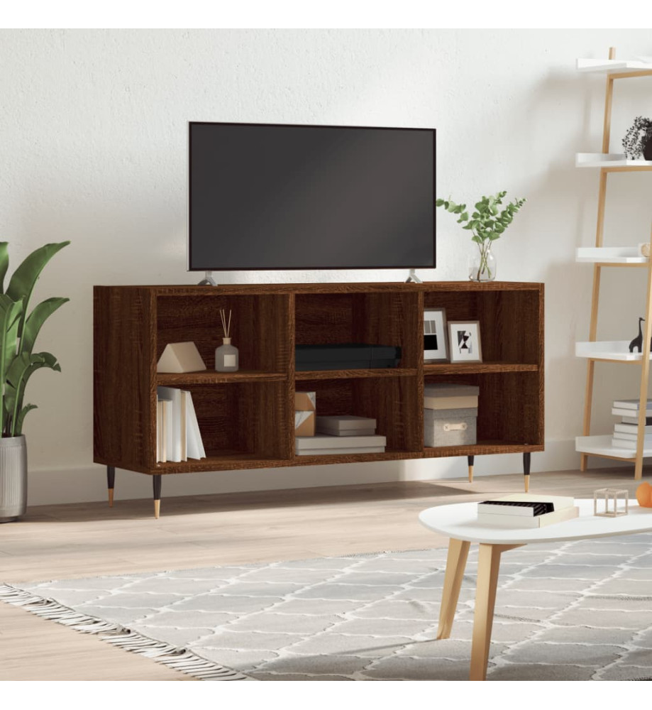 Meuble TV chêne marron 103,5x30x50 cm bois d'ingénierie