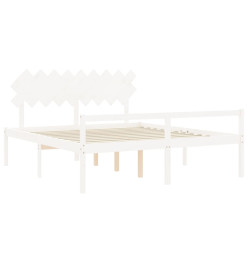 Cadre de lit avec tête de lit blanc Super King bois massif