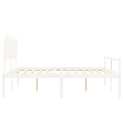 Cadre de lit avec tête de lit blanc Super King bois massif
