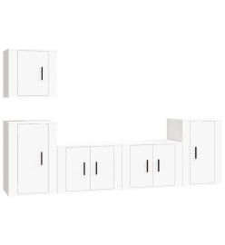 Ensemble de meubles TV 5 pcs Blanc Bois d'ingénierie