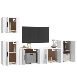 Ensemble de meubles TV 5 pcs Blanc Bois d'ingénierie