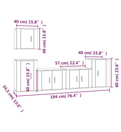 Ensemble de meubles TV 5 pcs Blanc Bois d'ingénierie