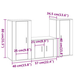 Ensemble de meubles TV 3 pcs Sonoma gris Bois d'ingénierie