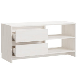 Meuble TV Blanc 80x31x39 cm Bois de pin massif