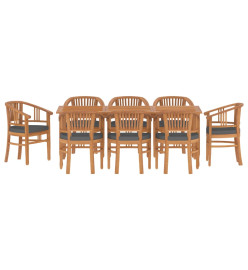 Ensemble à dîner de jardin 9 pcs Bois de teck solide