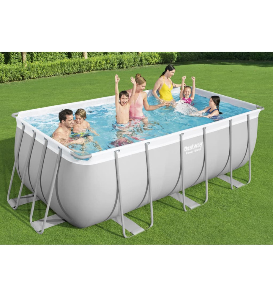 Bestway Ensemble de piscine rectangulaire Power Steel 412x201x122 cm