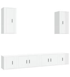 Ensemble de meubles TV 6 pcs Blanc brillant Bois d'ingénierie