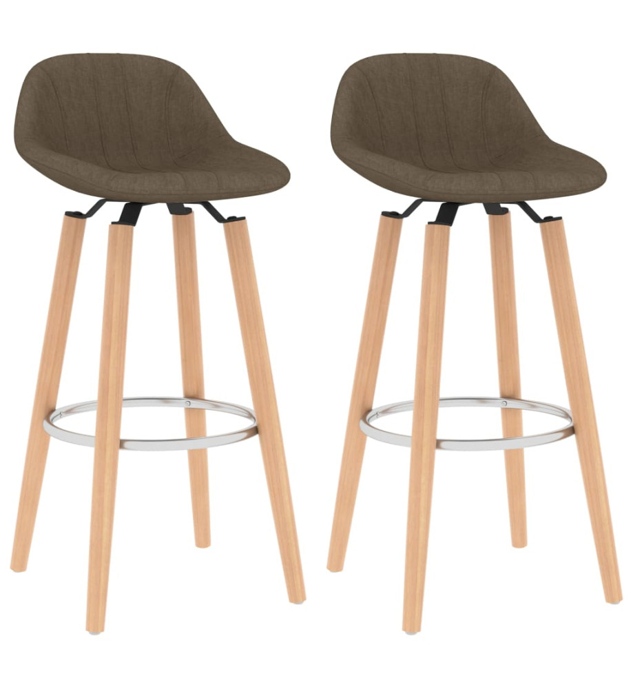 Tabourets de bar lot de 2 marron tissu