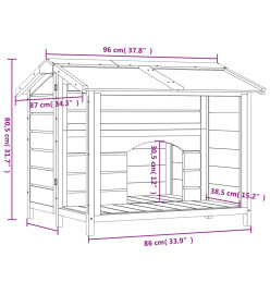 Chenil gris 96x87x80,5 cm bois de pin solide