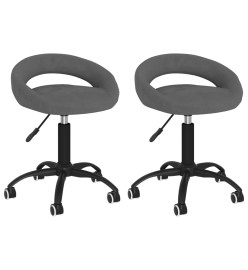 Chaises pivotantes à manger lot de 2 gris foncé velours