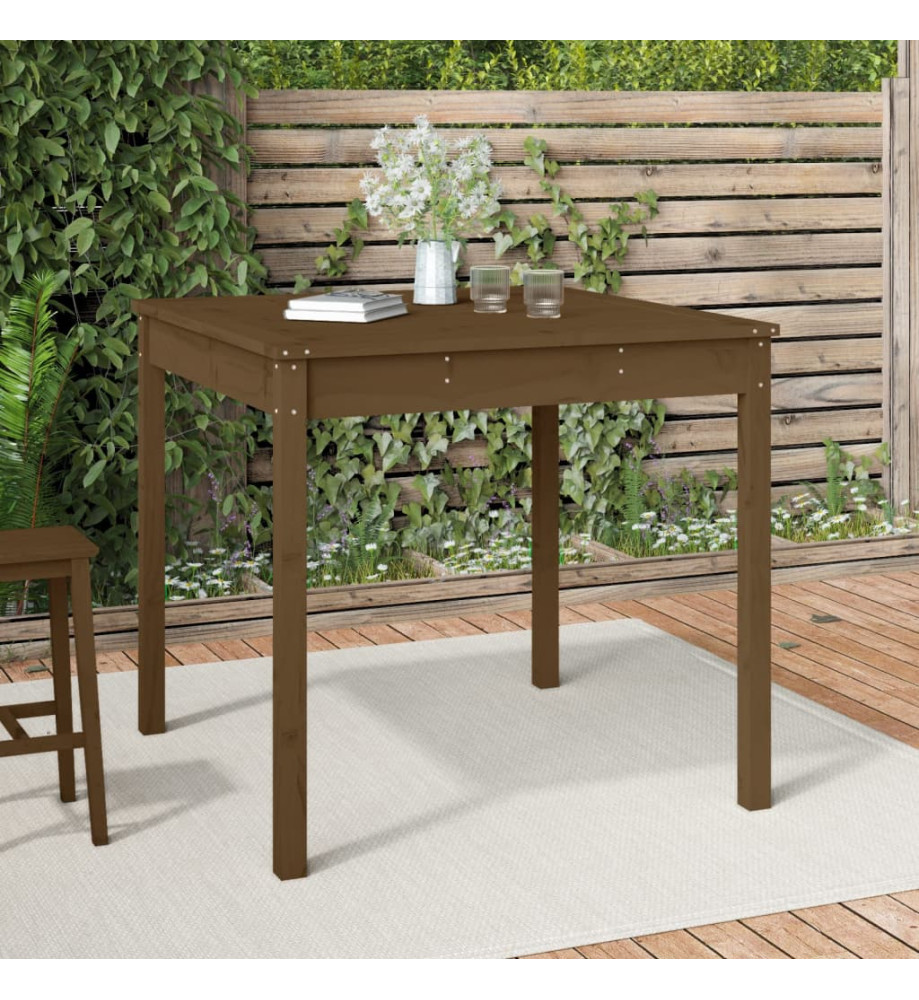 Table de jardin marron miel 82,5x82,5x76 cm bois massif de pin