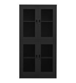 Armoire de bureau Anthracite 90x40x180 cm Acier et verre trempé