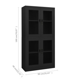 Armoire de bureau Anthracite 90x40x180 cm Acier et verre trempé