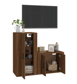 Ensemble de meubles TV 2 pcs Chêne marron Bois d'ingénierie