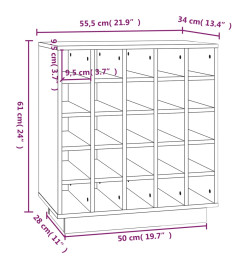 Armoire à vin Gris 55,5x34x61 cm Bois de pin massif