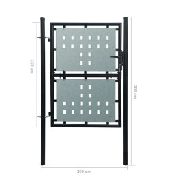 Portail simple de clôture Noir 100x200 cm